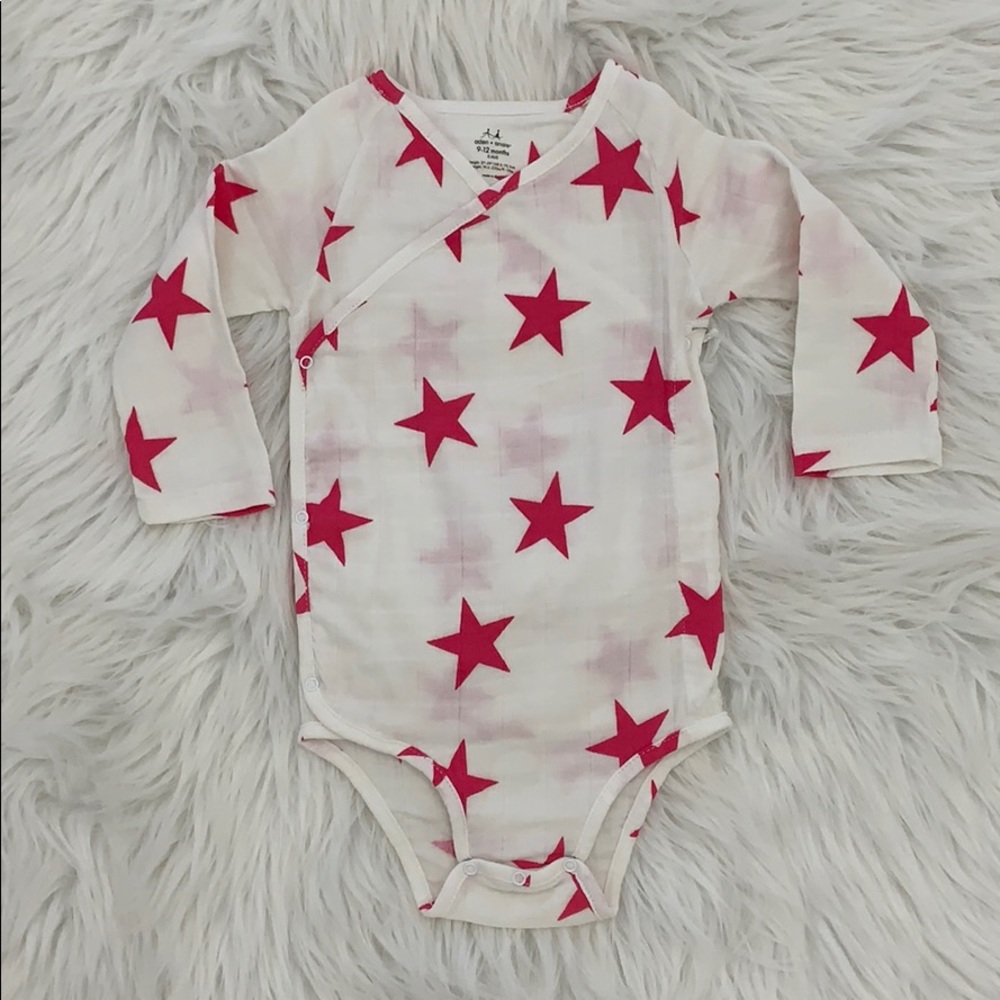 Aden+anais dark pink stars print bodysuit
